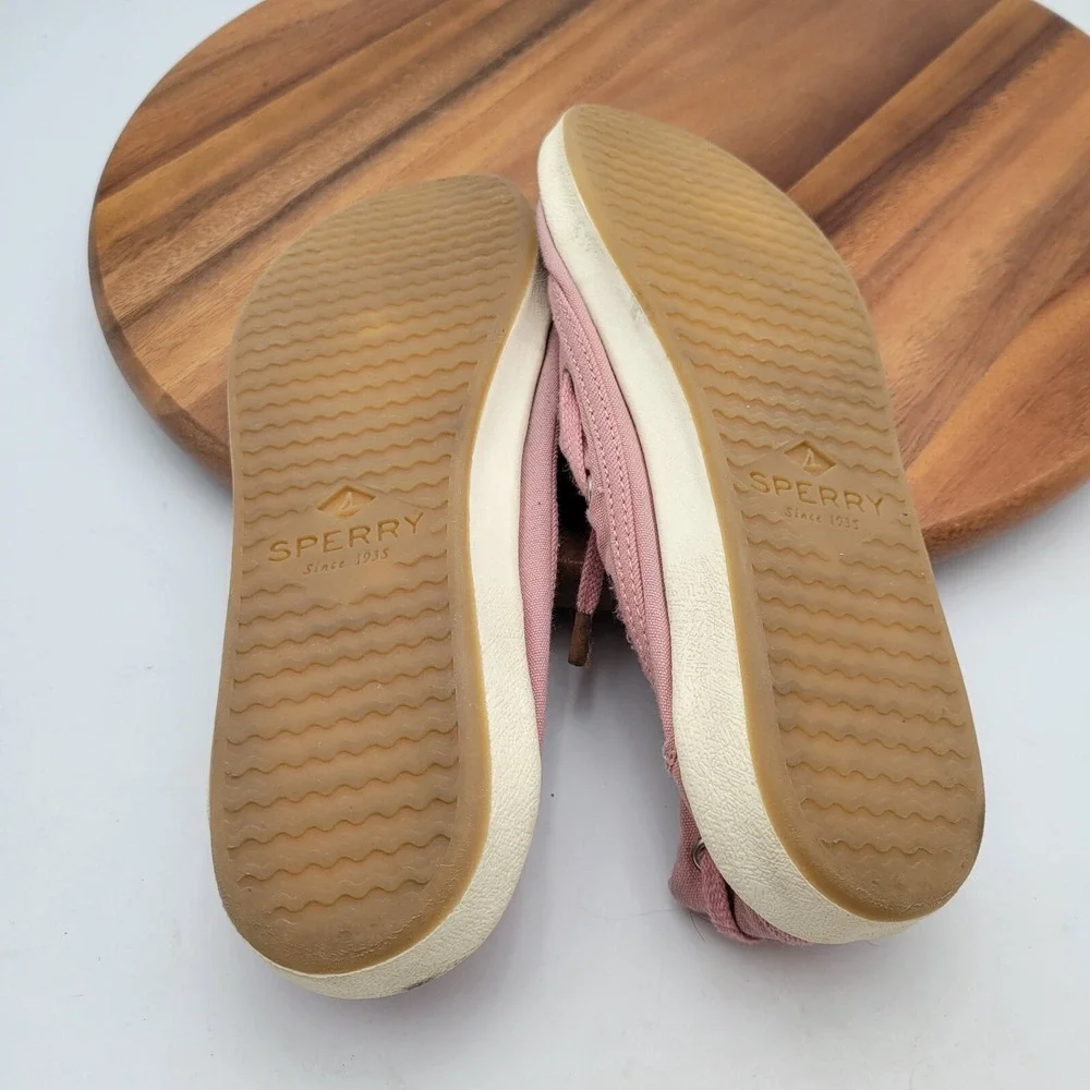 Sperry Boat Shoes Womens Size 8.5 Pink‎ Drift Hale Canvas Low Top Flat